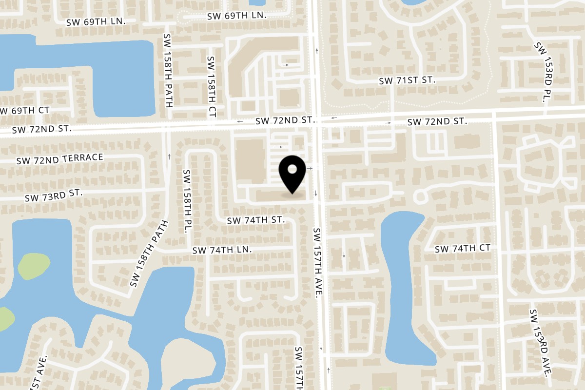 Map showing the location of Casa Verde on 15708 SW 72nd St in Miami